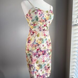 Windsor Floral Bodycon Mini Dress Size 3 Multicolor Floral Garden Dress